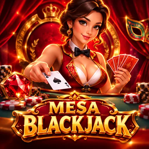 Mesa de blackjack ao vivo com crupiê distribuindo cartas
