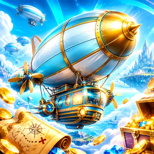 Dirigível do Zeppelin subindo com o histórico de rodadas ao fundo